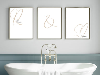 Personalised Set Of 3 Name Prints | Couple Wall Art