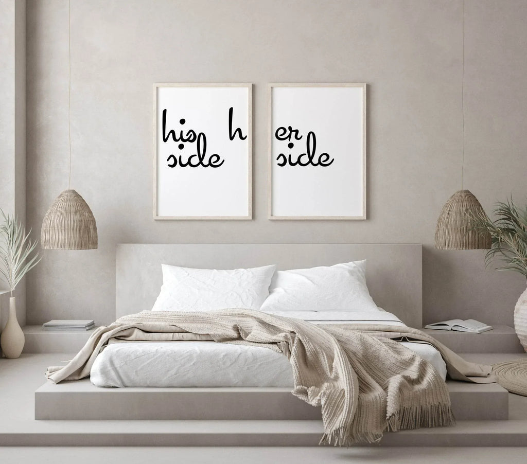 Set of 2 His Side Her Side Prints | Couple Wall Art - Larosier Prints