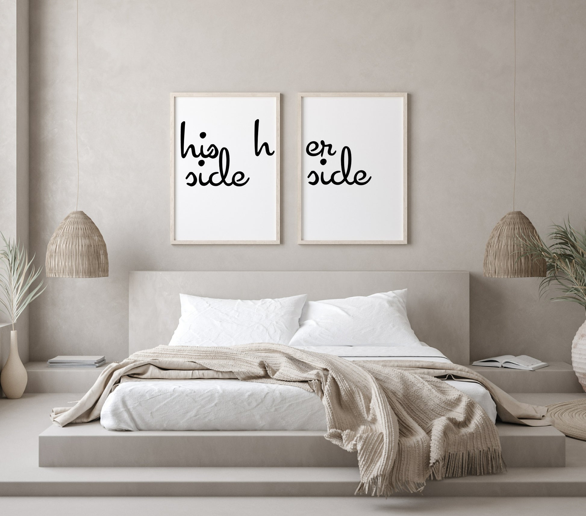 Set of 2 His Side Her Side Prints | Couple Wall Art