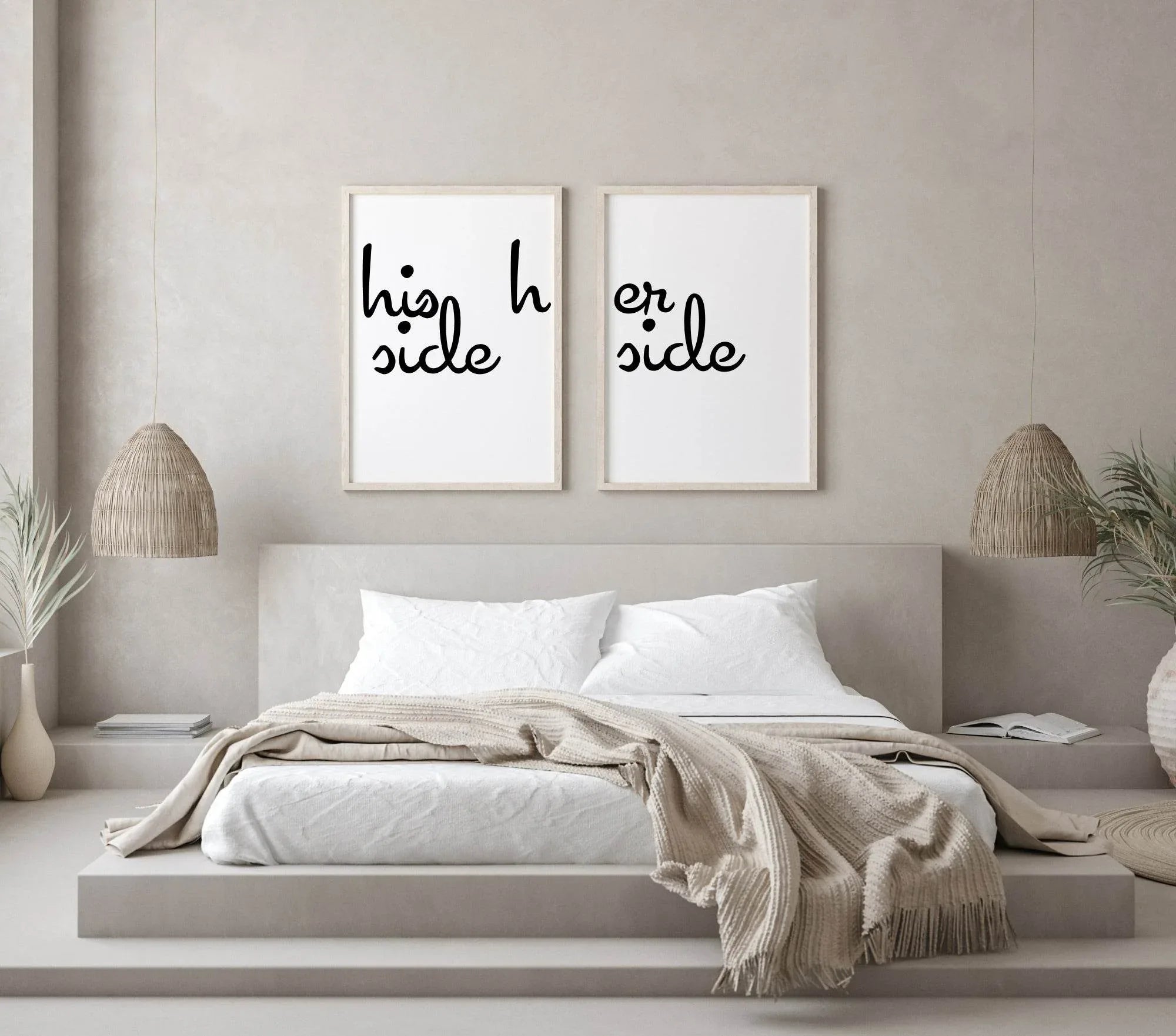 Set of 2 His Side Her Side Prints | Couple Wall Art - Larosier Prints