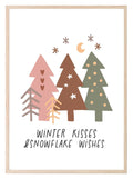 Winter Kisses & Snowflake Wishes Print | Christmas Art - Larosier Prints