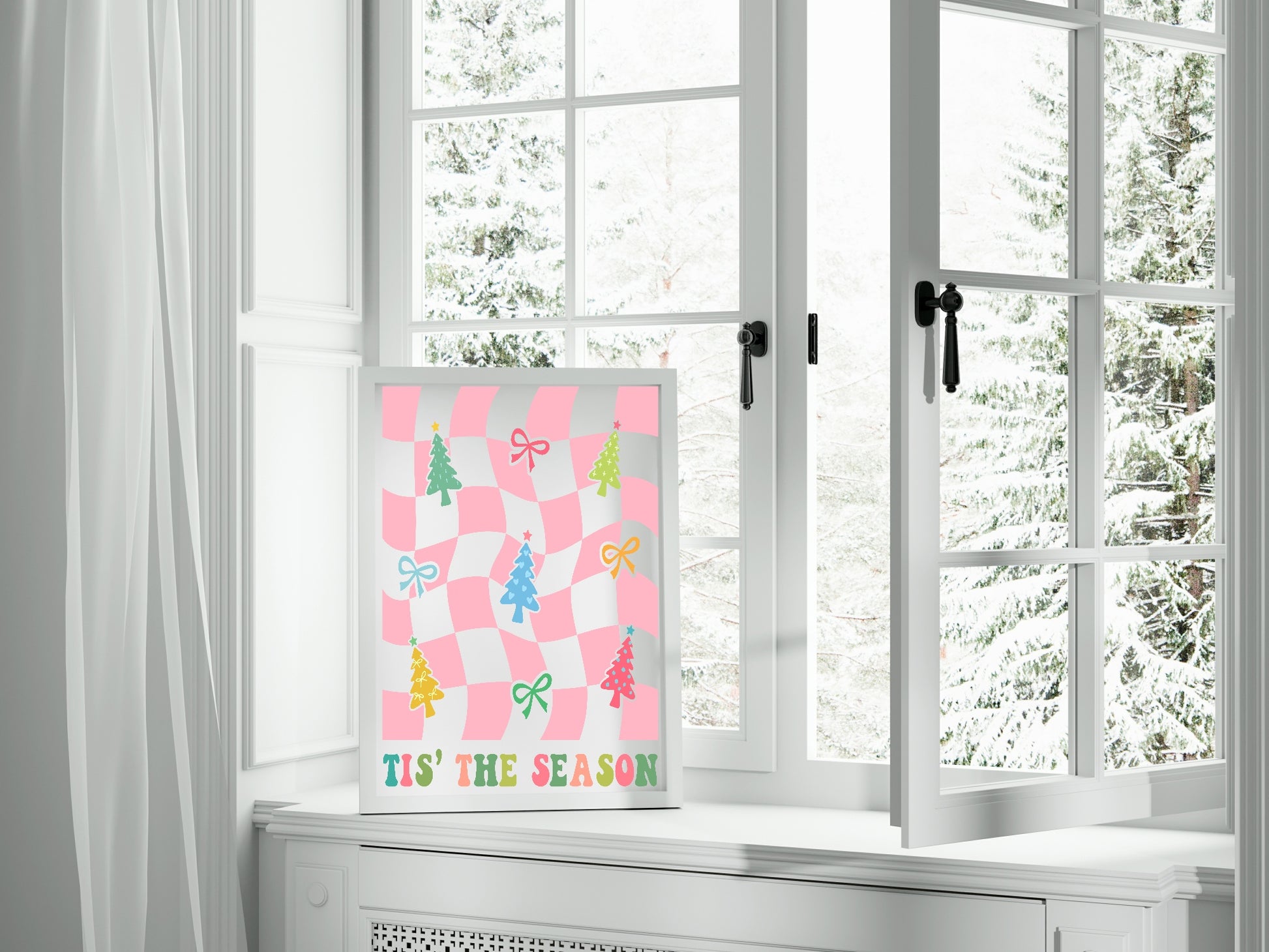 Tis The Season Print | Pink | Christmas Art