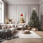 Bunny In Santa Hat Oil Painting Print | Christmas Wall Art - Larosier Prints