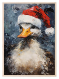 Duck In Santa Hat Oil Painting Print | Christmas Wall Art - Larosier Prints
