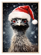 Emu In Santa Hat Oil Painting Print | Christmas Wall Art - Larosier Prints