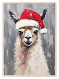Llama In Santa Hat Oil Painting Print | Christmas Wall Art - Larosier Prints