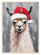 Llama In Santa Hat Oil Painting Print | Christmas Wall Art - Larosier Prints
