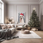 Llama In Santa Hat Oil Painting Print | Christmas Wall Art - Larosier Prints