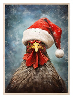 Turkey In Santa Hat Oil Painting Print | Christmas Wall Art - Larosier Prints