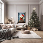 Turkey In Santa Hat Oil Painting Print | Christmas Wall Art - Larosier Prints