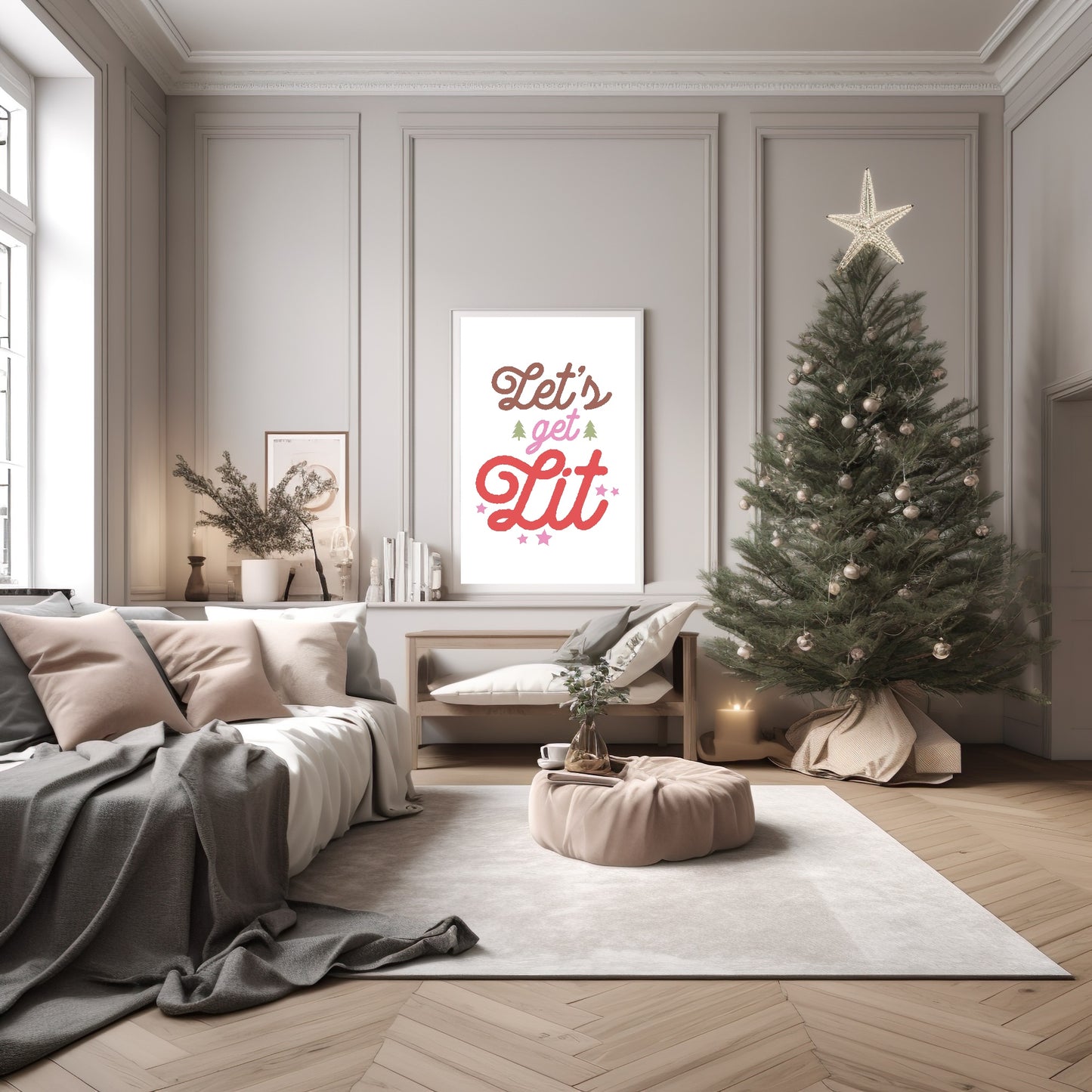 Let's Get Lit Print | Christmas Art