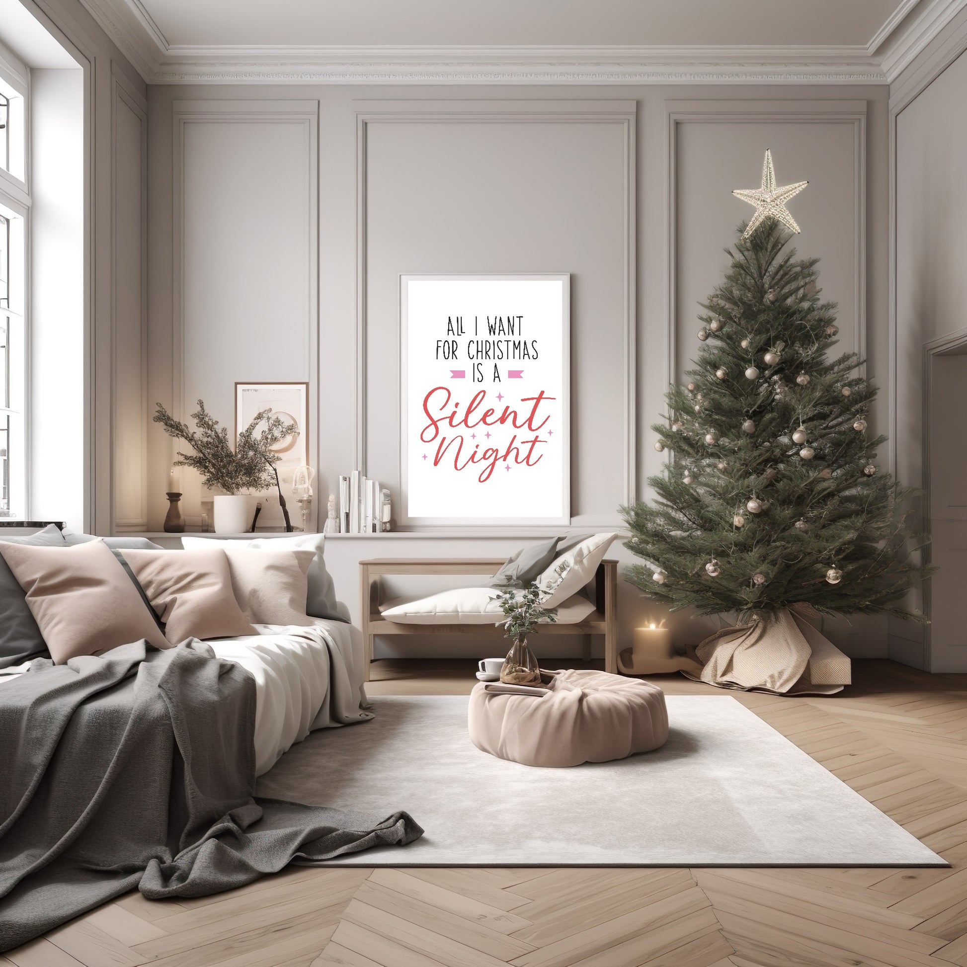 All I Want For Christmas Is A Silent Night Print | Christmas Art