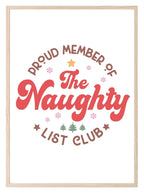 Proud Member Of The Naughty List Club Print | Christmas Art - Larosier Prints
