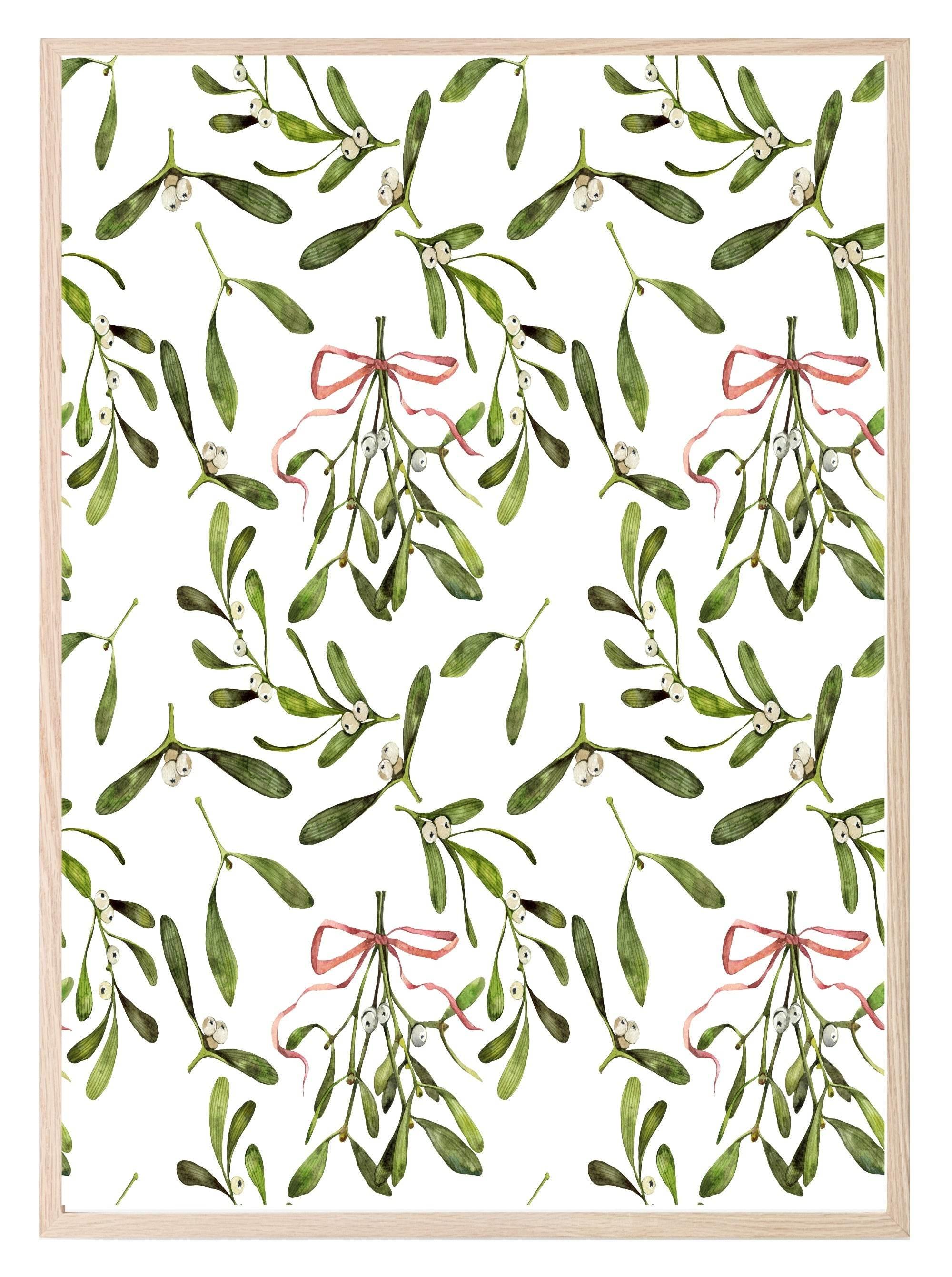 Mistletoe Pattern Print | Christmas Wall Art - Larosier Prints