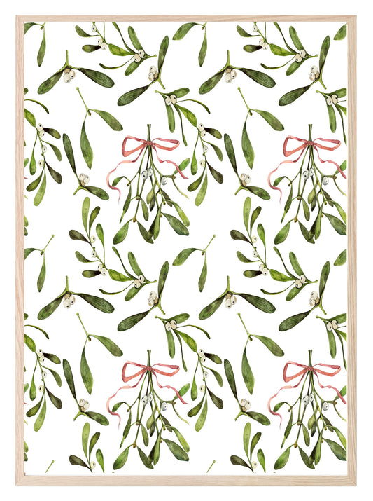 Mistletoe Pattern Print | Christmas Wall Art