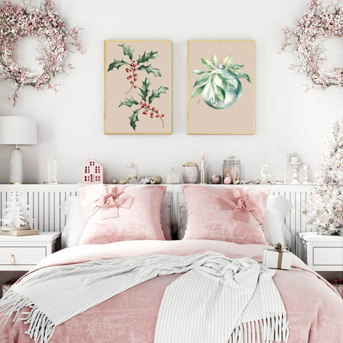 Bauble Print | Christmas Wall Art | Beige - Larosier Prints