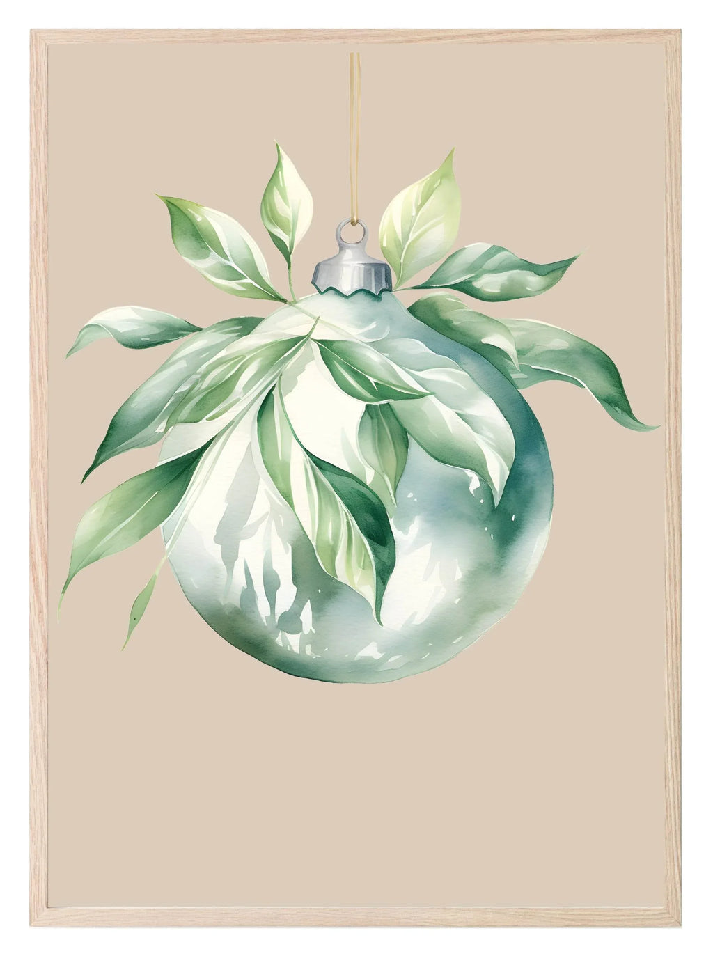 Bauble Print | Christmas Wall Art | Beige - Larosier Prints