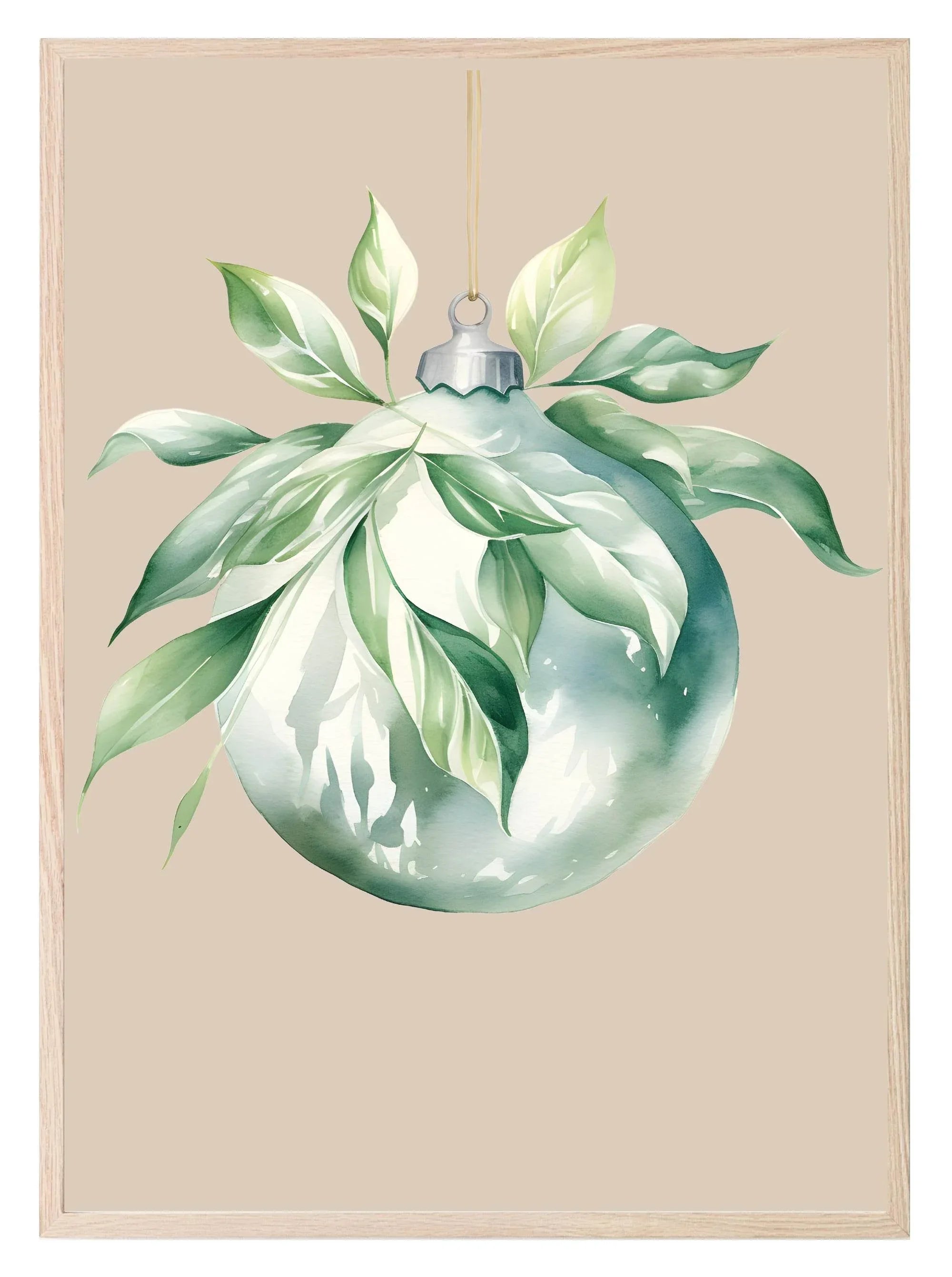 Bauble Print | Christmas Wall Art | Beige - Larosier Prints