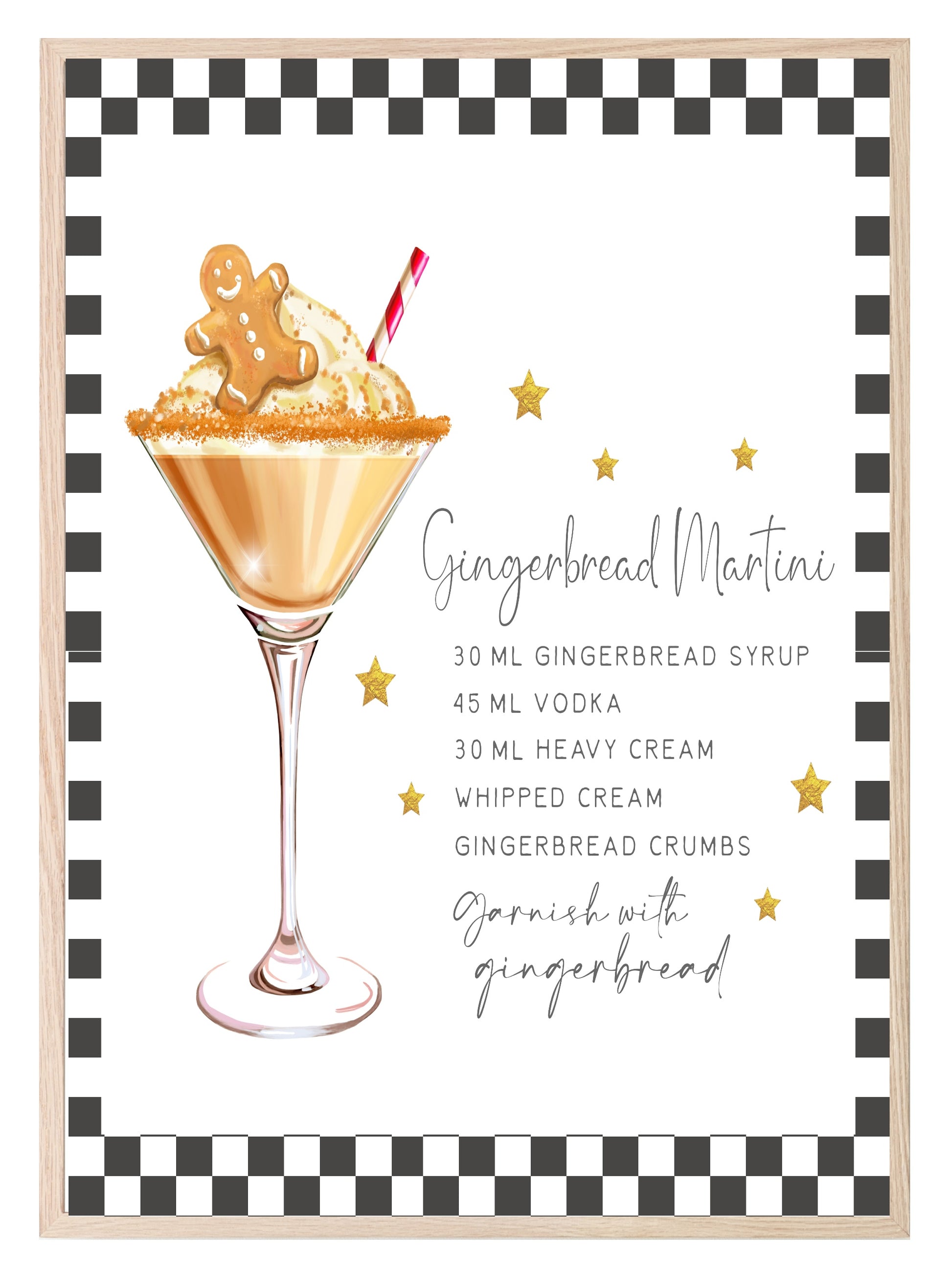 Gingerbread Martini Print | Christmas Wall Art