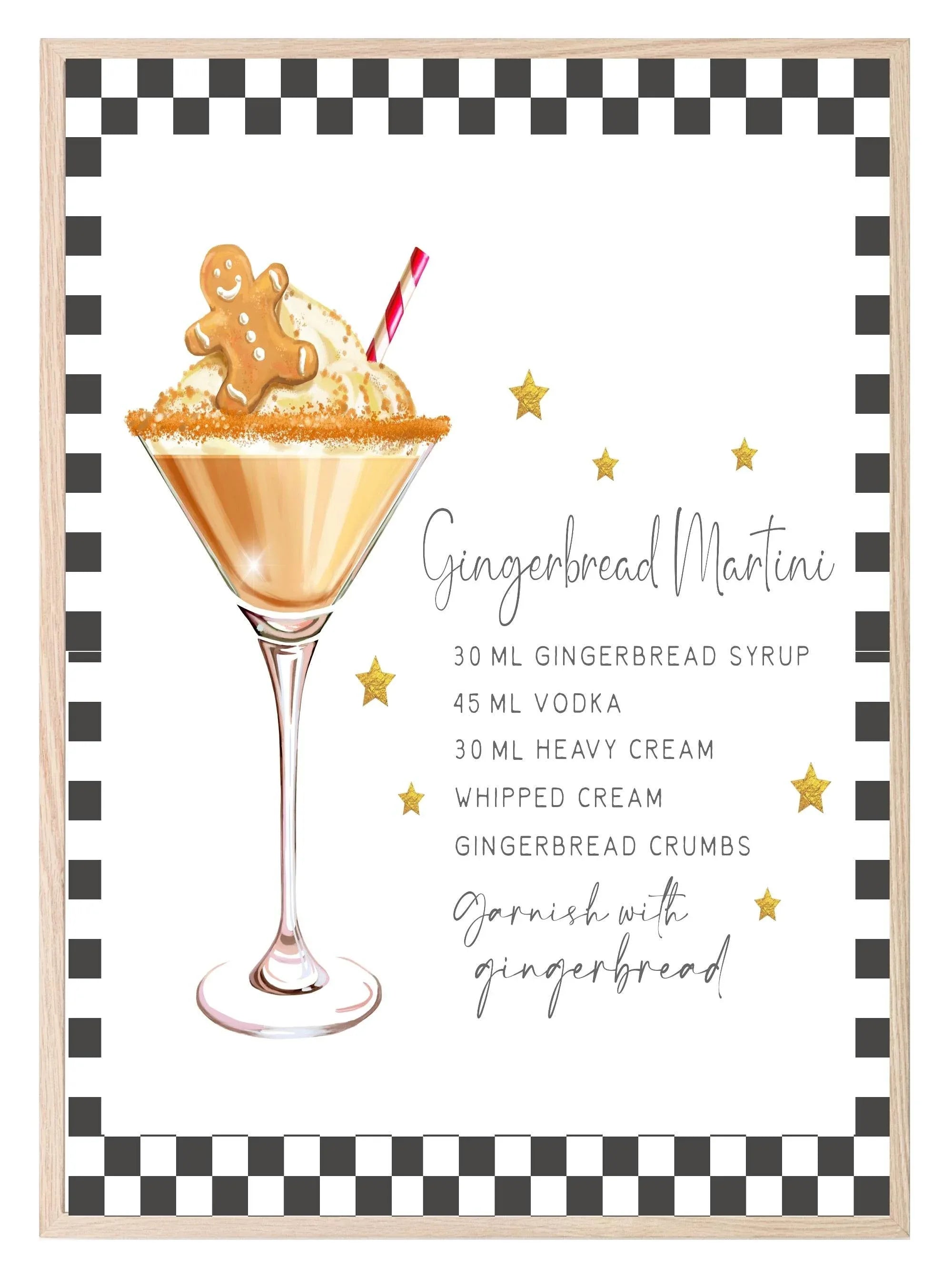 Gingerbread Martini Print | Christmas Wall Art - Larosier Prints