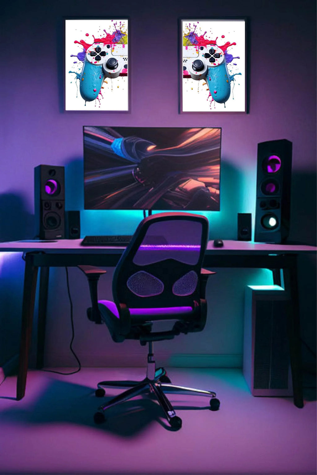 Set Of 2 PlayStation Controller Prints | Gaming Wall Art | Teenage Gamer Prints - Larosier Prints