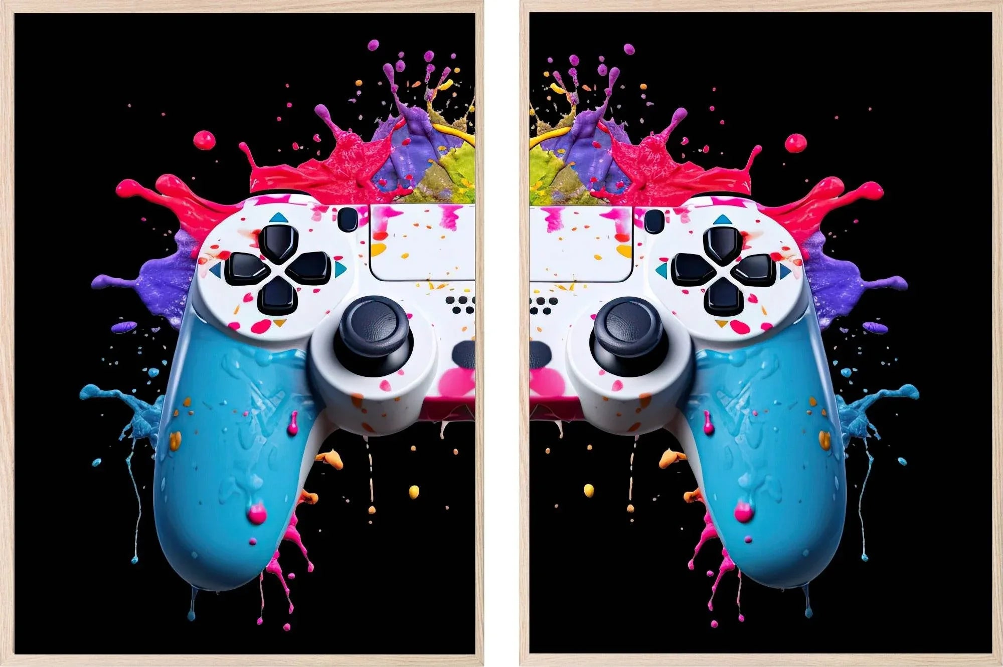 Set Of 2 PlayStation Controller Prints | Gaming Wall Art | Teenage Gamer Prints - Larosier Prints