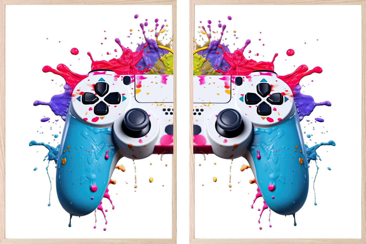 Set Of 2 PlayStation 5 Controller Prints | Gaming Wall Art | Teenage Gamer Prints White