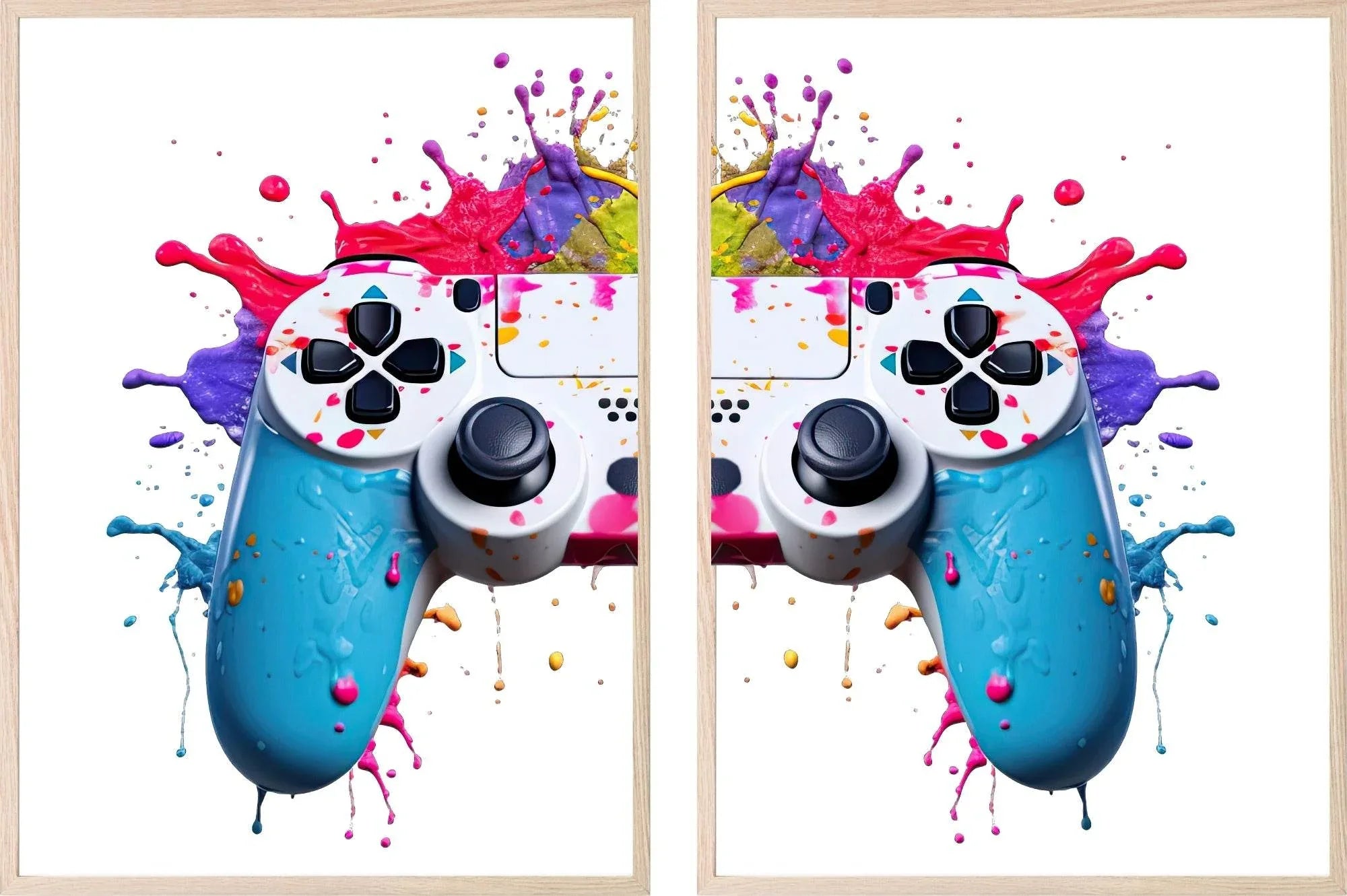 Set Of 2 PlayStation Controller Prints | Gaming Wall Art | Teenage Gamer Prints - Larosier Prints