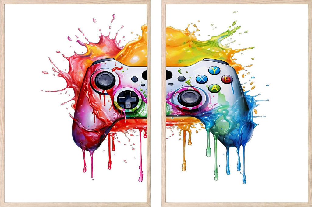 Set Of 2 Xbox Controller Prints | Gaming Wall Art | Teenage Gamer Prints - Larosier Prints
