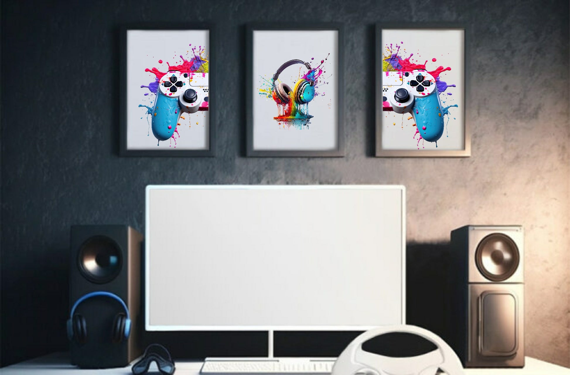 Set Of 2 PlayStation 5 Controller Prints | Gaming Wall Art | Teenage Gamer Prints