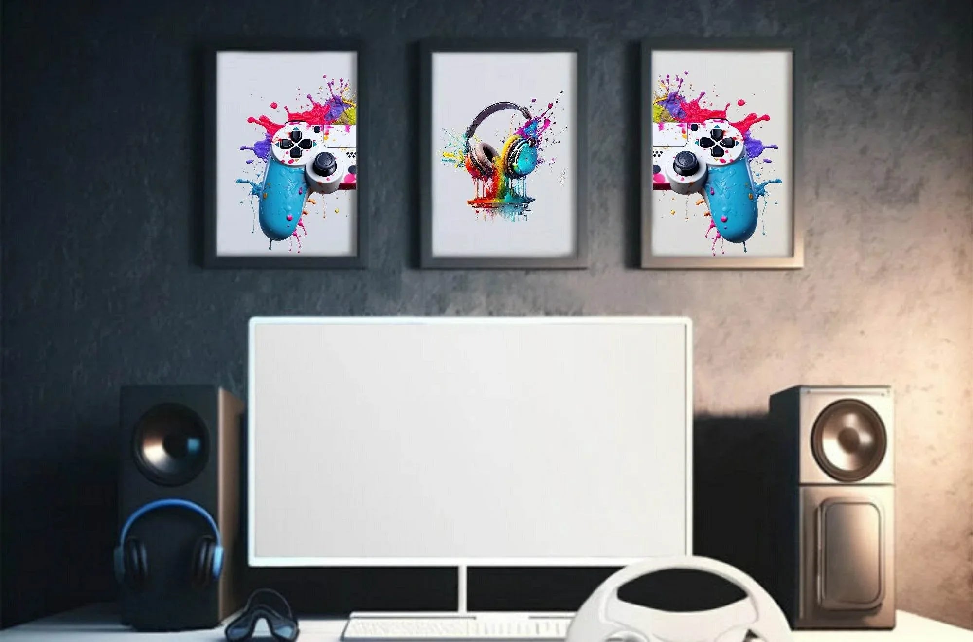 Set Of 2 PlayStation Controller Prints | Gaming Wall Art | Teenage Gamer Prints - Larosier Prints