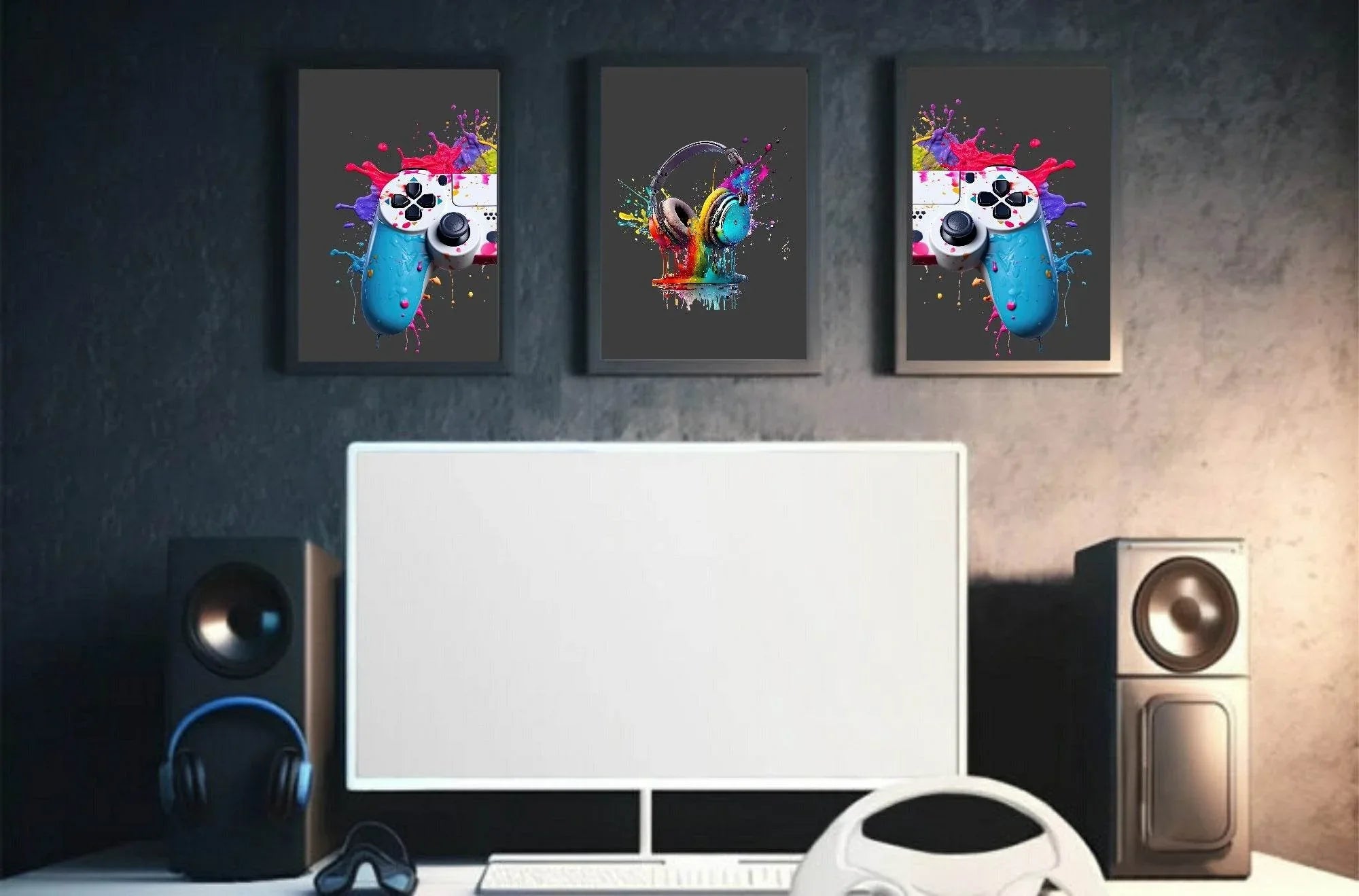 Set Of 2 PlayStation Controller Prints | Gaming Wall Art | Teenage Gamer Prints - Larosier Prints