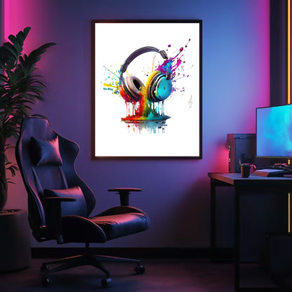 Gaming Headphones Print | Teenage Gamer Wall Art