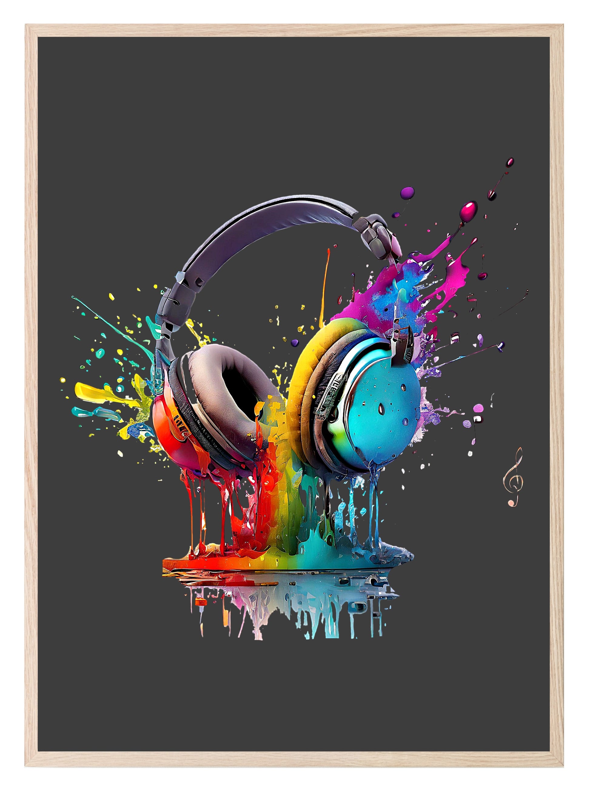 Gaming Headphones Print | Teenage Gamer Wall Art Black