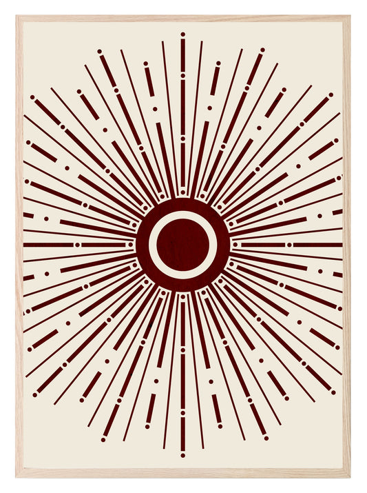 Burgundy Star Burst Print | Abstract Wall Art