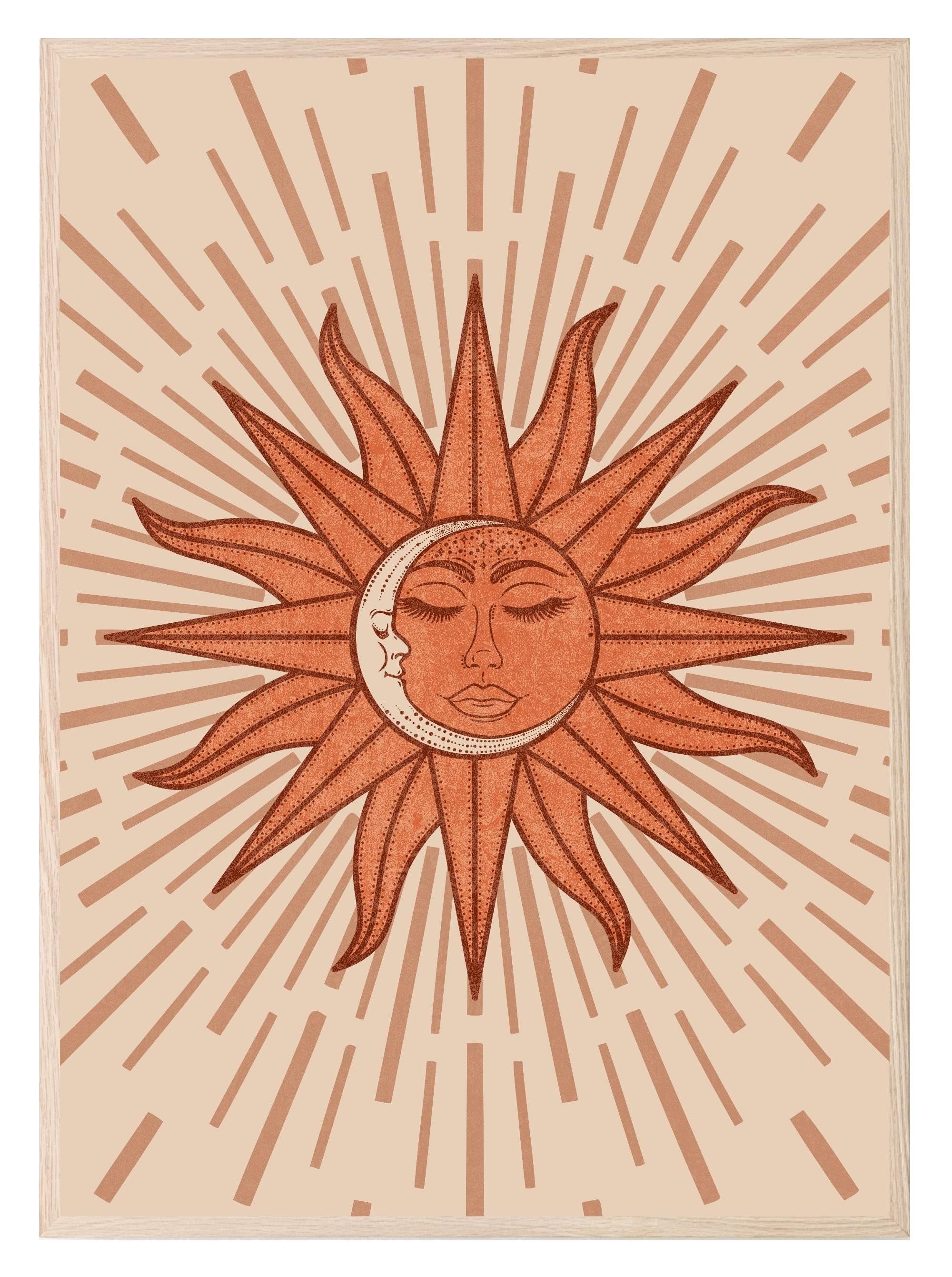 Sun & Moon Abstract Print | Celestial Wall Art - Larosier Prints