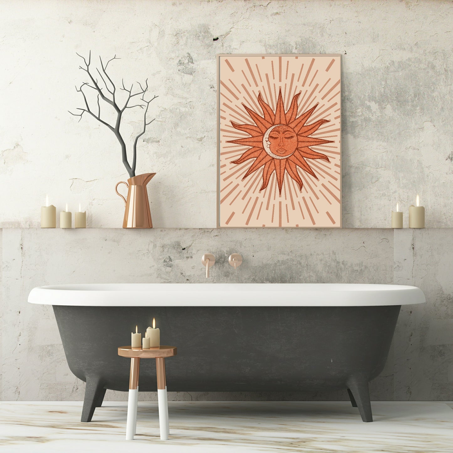 Sun & Moon Abstract Print | Celestial Wall Art