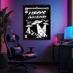 UFO's Invade Print | Alien Invasion From Outer Space | Black & White | Vintage Wall Art - Larosier Prints