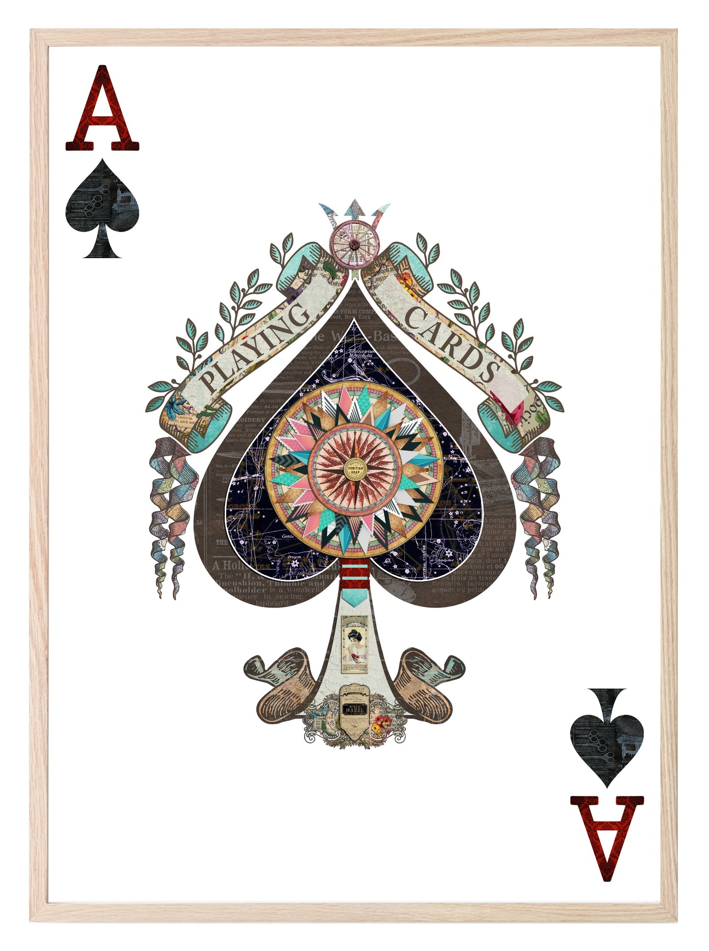 Ace Of Spades Print | Playing Card | Floral Wall Art