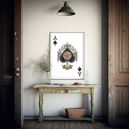 Ace Of Spades Print | Playing Card | Floral Wall Art