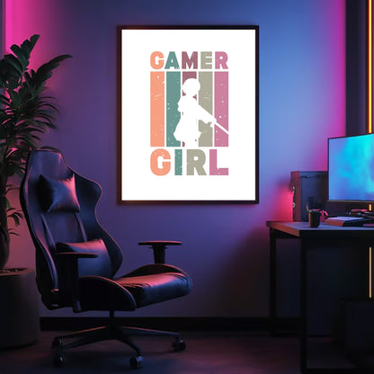 Retro Gamer Girl Print | Gaming Wall Art