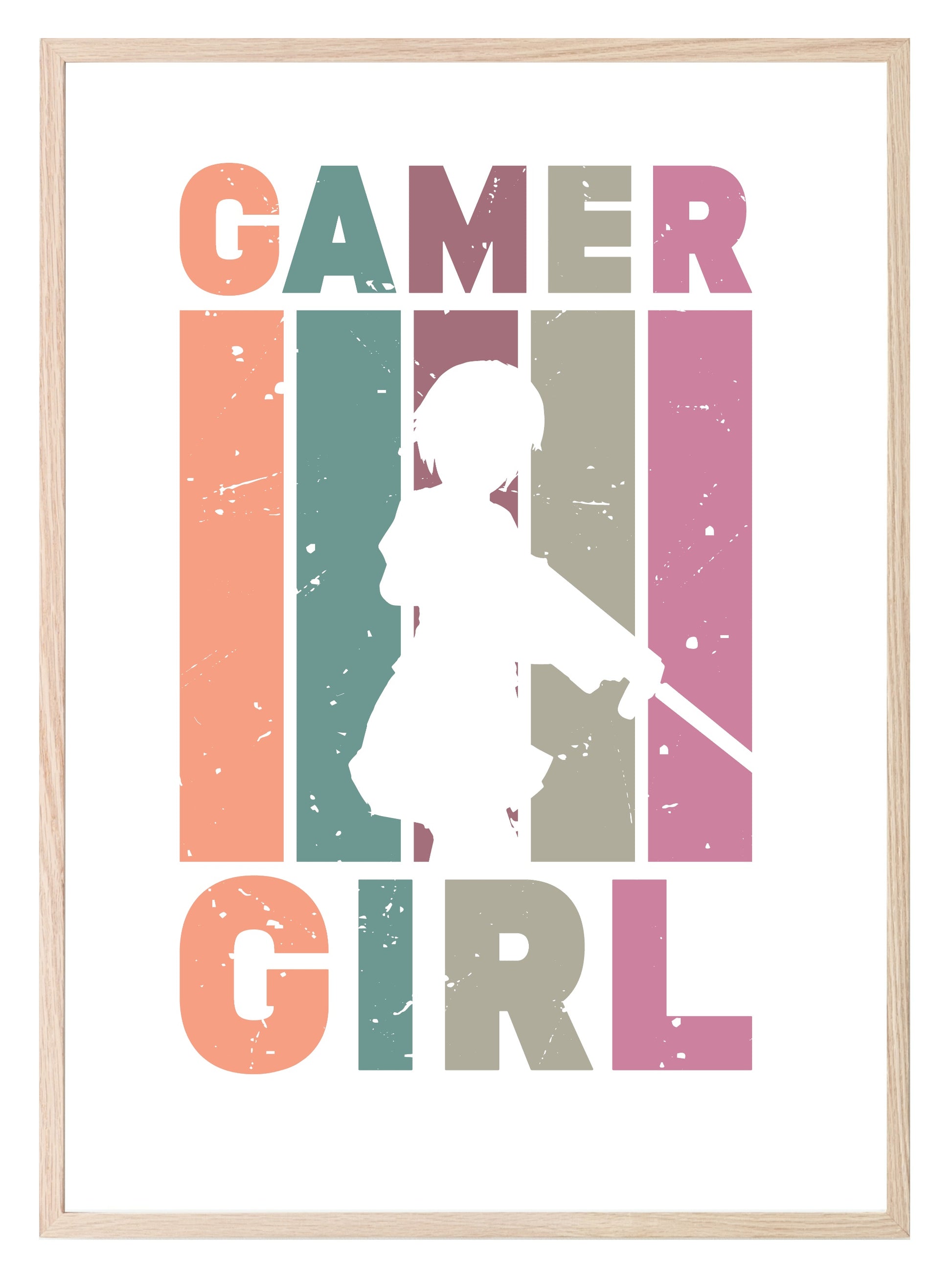 Retro Gamer Girl Print | Gaming Wall Art