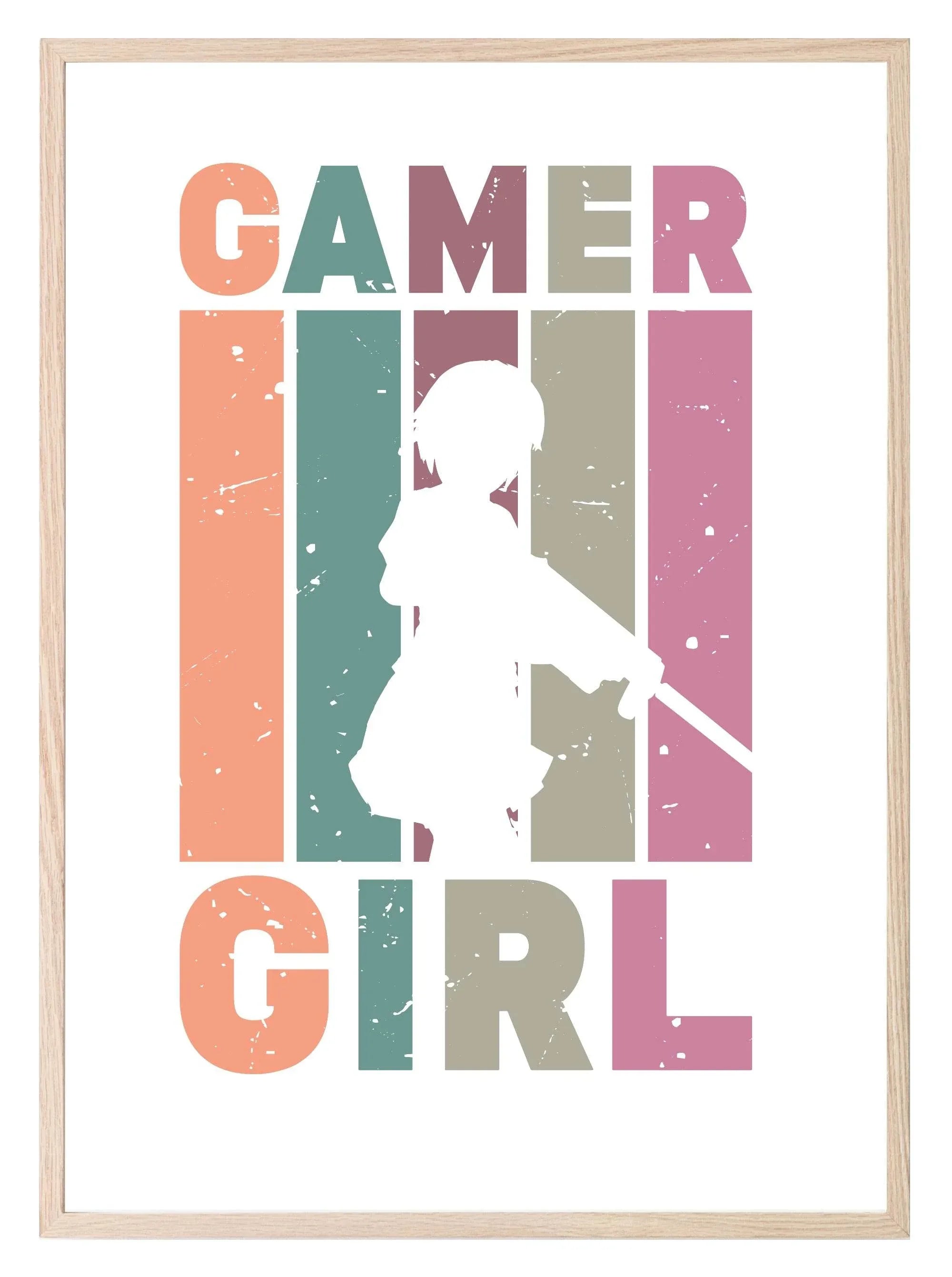 Retro Gamer Girl Print | Gaming Wall Art - Larosier Prints
