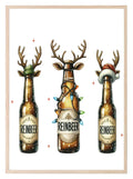 Reinbeer Print | Beer Bottles | Funny Christmas Wall Art - Larosier Prints