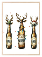 Reinbeer Print | Beer Bottles | Funny Christmas Wall Art - Larosier Prints