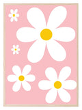 Daisy Pattern Print | Pink | Coquette Wall Art - Larosier Prints