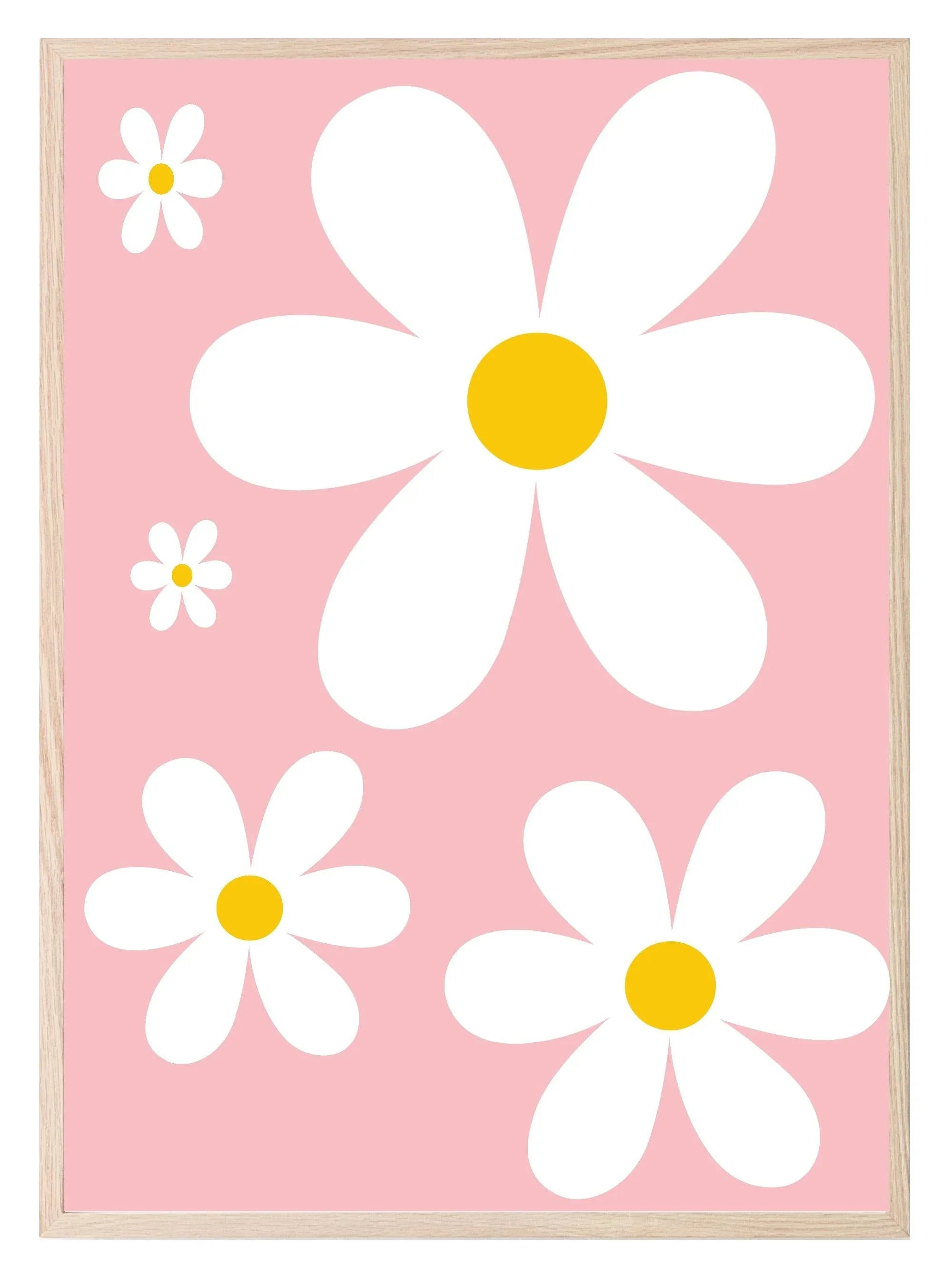 Daisy Pattern Print | Pink | Coquette Wall Art - Larosier Prints