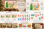 Personalised family Christmas stockings wall art print, stocking design preview