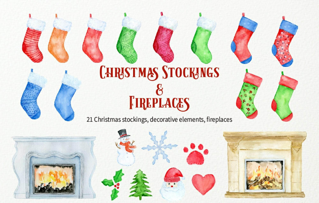 Personalised Family Christmas Stockings Print | Fireplace | Christmas Wall Art - Larosier Prints