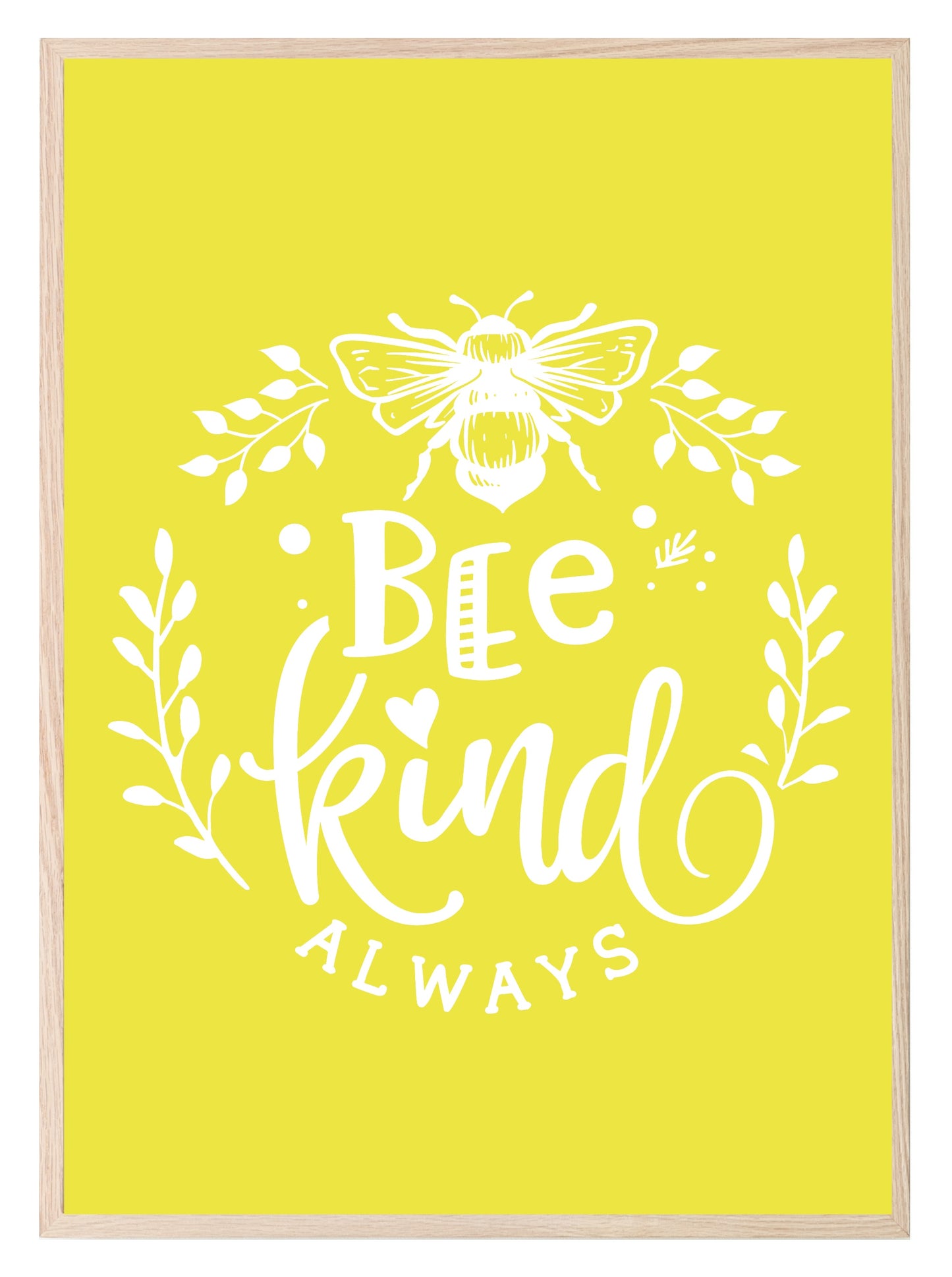 Bee Kind Always Print | Inspirational Wall Art Yellow